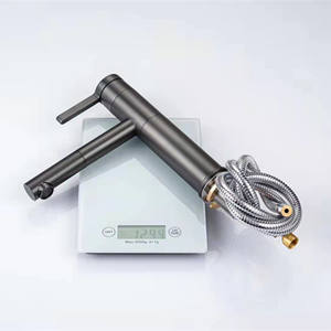 Robinet double vasque moderne minimaliste chaud et froid, vente en gros, cuivre pur, finition gris anthracite brossé, rotatif, extractible, cartouche 35 - Product Image 2