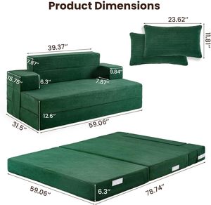 Ghế <span class=keywords><strong>sofa</strong></span> gấp Fantico cỡ Queen, có thể chuyển đổi thành giường, tựa lưng và tay vịn bằng mút xốp, tay vịn thẳng di động, ghế giường đa năng, kích thước lớn - Product Image 2