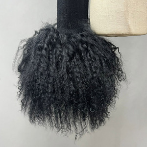 Jancoco Wholesale Custom Cropped Knitwear Pullover Luxury Knitted Wool <strong>Sweater</strong> Women with Real Fluffy Mongolian Fur Collar Cuffs - Product Image 5