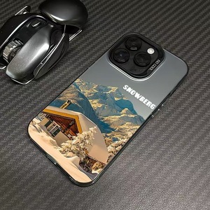 Casa nieve montaña impresión galvanizada llave de plata TPU PC funda de teléfono móvil para <span class=keywords><strong>Iphone</strong></span> 8 X Xr Xs 11 12 <span class=keywords><strong>13</strong></span> 14 15 16 17 Pro Max - Product Image 2