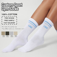 Chaussettes de sport personnalisées avec logo sur le dessous, OEM, 100% coton, respirantes, antidérapantes, pour le sport, la gym, unisexe