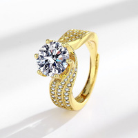 Bague en laiton plaqué or avec zircon brillant délicatement serti, cadeau de mariage ou de fiançailles, bijoux de mode pour femmes de haute qualité