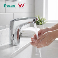 Robinet de lavabo de salle de bain Frascio moderne à un seul trou, mural, électronique, infrarouge, sans contact, chromé
