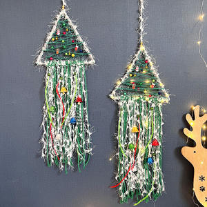 Offre Spéciale tissé à la main arbre de noël bricolage capteur de rêves <span class=keywords><strong>macramé</strong></span> décor à la maison faisant <span class=keywords><strong>Kit</strong></span> jouets Triangle accessoires de noël - Product Image 2