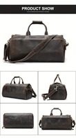 Sac de voyage de luxe multifonctionnel et tendance 2025 en toile et cuir véritable, grande capacité, avec fermeture éclair et organisateur, pour OEM