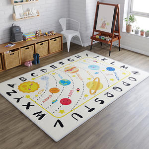 Tapis de jeu pour enfants, épaisseur 1,5 cm, carré, en fibre de polyester, thème spatial, lavable en machine, usage domestique - Product Image 4
