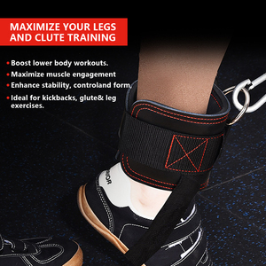Nouvelle sangle de cheville réglable en cuir de vachette avec boucle en D pour l'entraînement, le fitness, la musculation et les exercices de gym - Product Image 2