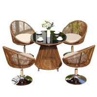 Tables et chaises d'extérieur durables en PE, style américain, 4 places, imperméables, table basse, balcon, terrasse, jardin, villa, loisirs, art en fer forgé