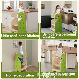 Taburete de madera para niños, estilo minimalista moderno, para el hogar, cocina, lavabo de bebé, taburete para escalar, escalones de madera maciza, aprendizaje - Product Image 4