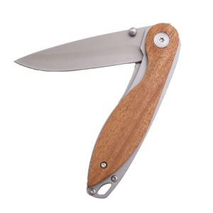 Outdoor Folding Caça Faca De Madeira De Aço Inoxidável Handle Camping Survival EDC Pocket Knife Customizável OEM Gravado A Laser - Product Image 3