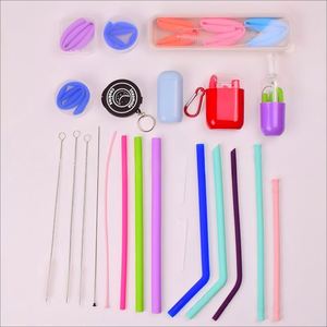 Emballage personnalisé, pailles en silicone sans BPA, brosse de nettoyage, lavable au lave-vaisselle, accessoires de bar réutilisables, écologiques, certifiés CE/EU - Product Image 3