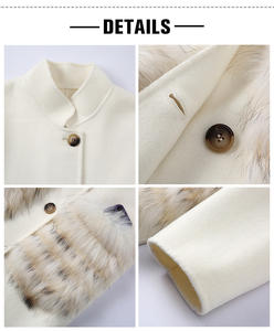 Vente en gros Manteau de luxe en <span class=keywords><strong>laine</strong></span> de mouton et <span class=keywords><strong>alpaga</strong></span> Manteau en <span class=keywords><strong>laine</strong></span> de cachemire véritable pour femmes avec de grandes poches en fourrure de renard - Product Image 5