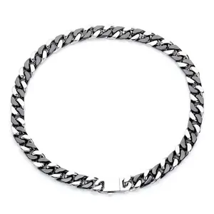 Seramik küba zincir takı paslanmaz çelik Metal siyah seramik bağlantı zinciri ile Hip Hop erkek gerdanlık kolye için 13mm küba