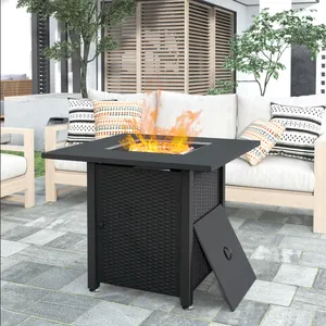 Factory Hot Sale Square Metal Gas Fire Pit Table Outdoor Garden Patio Heater Firepits
