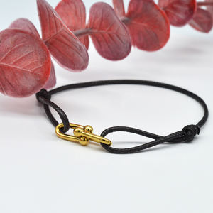 Fibbia a ferro di cavallo da <span class=keywords><strong>uomo</strong></span> oro fibbia fibbia catena di corda <span class=keywords><strong>bracciale</strong></span> con nastro <span class=keywords><strong>intrecciato</strong></span> regolabile in corda da te - Product Image 2