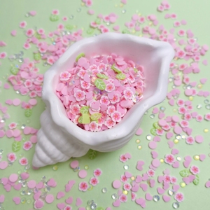 Rodajas de <span class=keywords><strong>Arcilla</strong></span> Polimérica Suave Rosa, Flores de Primavera para Slime, Rellenos para Manualidades DIY, Suministros de Relleno Kawaii en Tonos Pastel - Product Image 5
