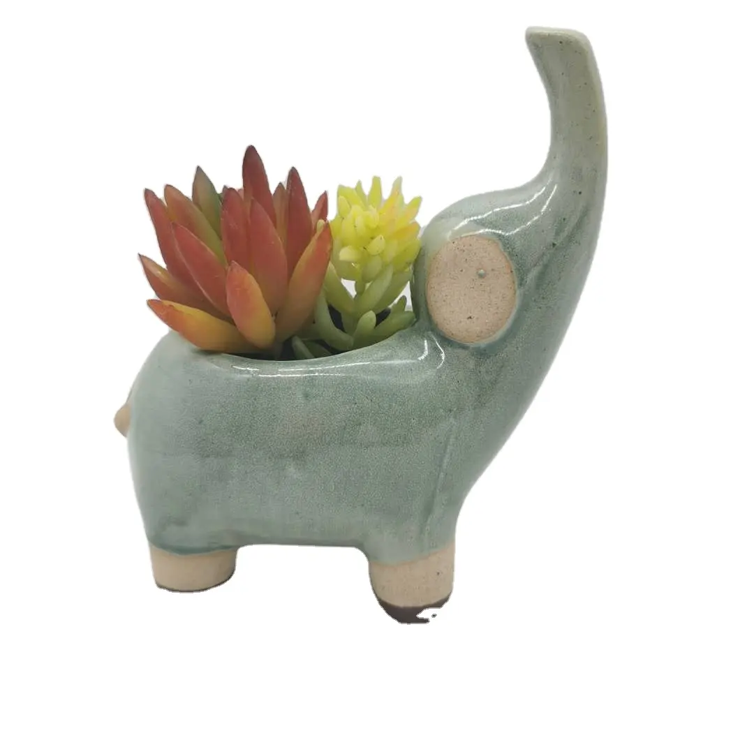 Украшение для домашнего сада керамическое животное милый цветочный горшок слон для офиса