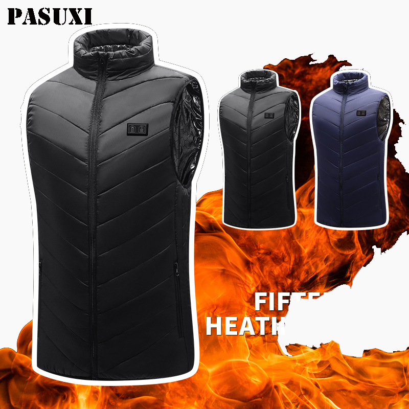 PASUXI-Chaqueta térmica con calefacción para hombre y mujer, chaleco Unisex de temporada fría, recargable por Usb, calentamiento de 9, 11 y 15 zonas, Invierno