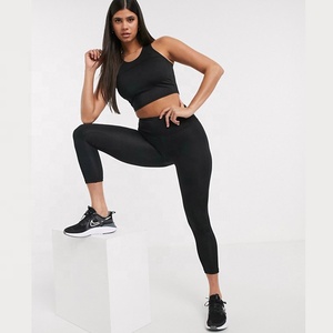 Las women quick dry <span class=keywords><strong>gym</strong></span> sleeveless short cultivation Active cropped tank top in black - Product Image 4