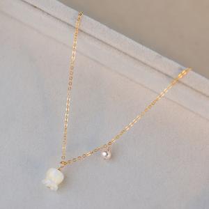 14K Gold Wrapped Natural <b>Shell</b> Lily Flower Pearl Necklace Adjustable Clavicle Chain 2022 Spring/Summer New Collection - Product Image 5