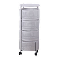 Étagère de rangement de cuisine rotative à 360 degrés à plusieurs niveaux, panier à fruits rond en métal épaissi à 4 étages