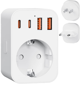 Universal Travel <b>Adapter</b> 6-in-1 Design 1 socket to 2 AC outlets and 4 USB ports for Home - Product Image 1