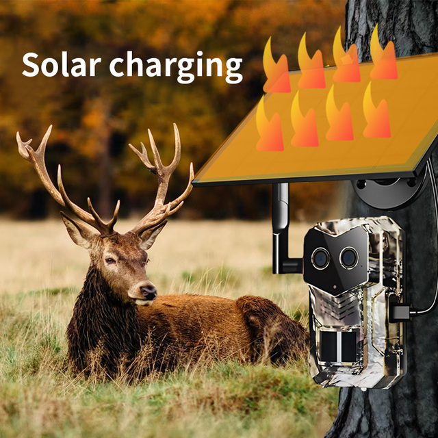 WERYSAFE Wireless Cellular Trail Camera Solar Powered CMOS 1080P IP66 Waterproof Camouflage Night Vision Motion Activated