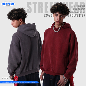 เสื้อฮู้ดดี้และเสื้อสเวตเชิ้ตผู้ชายพิมพ์ลายบาติกแบบกำหนดเอง ทรงโอเวอร์ไซส์ สไตล์วินเทจ ผ้าฟลีซซับใน คอปกบุ  ใส่สบายสำหรับฤดูหนาว - Product Image 3