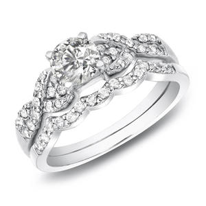 Anello di Fidanzamento da Donna in Oro Bianco con Diamante Taglio Brillante Rotondo Colore G Naturale e Pietre Laterali - Product Image 4