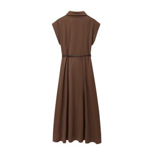 TAOP&ZA 2026 Nuovo Arrivo Primavera Abito Midi da Donna con Cintura, Colletto a V, Senza Maniche, Stile Midi (5029168) - Product Image 2