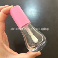 ISMAN 15ML Flacon de gloss à lèvres en verre transparent rose mignon en forme d'ampoule, contenant de correcteur, tube de blush liquide avec un grand pinceau