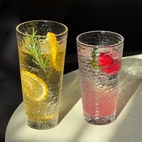 Verre à boire simple en verre clair martelé style INS pour café, lait, jus et autres boissons à la maison