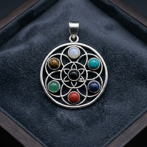 Colgante Semilla de la Vida de 7 Chakras, Latón Plateado, Estilo Bohemio, para Mujer, de la Mejor Calidad, Regalo Popular - Product Image 4