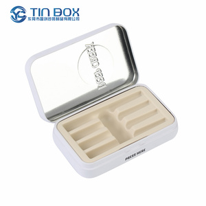 Custom Child Resistant Hinged-Lid Cr Tin Box Packaging Container Mini Cigarette Display Case Pack Tin Box Rolled Tin Case