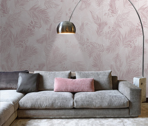 Mural de Pared Personalizado al por Mayor con Hojas de Helecho Tropicales en Rosa y Marrón Suave, Decoración Botánica para Dormitorio Principal y Suites de Hotel - Product Image 5