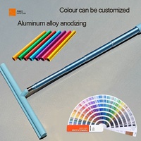Limpiacristales de silicona negra con mango telescópico largo y desmontable, gancho para toalla, de aluminio, para ventanas interiores