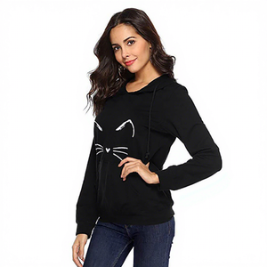 Sweat-shirt à capuche personnalisé pour femme, imprimé chat, en molleton de coton premium, décontracté, coupe oversize, pour l'automne - Product Image 6