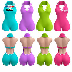 Conjunto de Verano para <span class=keywords><strong>Mujer</strong></span>, Traje de Fiesta, <span class=keywords><strong>Mono</strong></span> Deportivo con Espalda Descubierta, Pantalones Cortos, Bodysuits para <span class=keywords><strong>Mujer</strong></span>, Jumpsuits Deportivos Y2K - Product Image 1