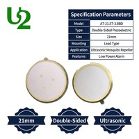 Élément piézoélectrique AT-21.5T-3.8BD, électrode complète de 21 mm, 3,8 kHz, disque piézo-céramique de 21 mm, alarme sonore, type à fil, petite taille, faible puissance