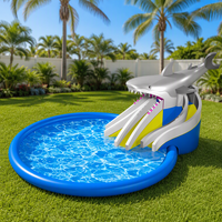 Toboggan aquatique commercial tropical/dinosaure de 18 pieds, piscine gonflable pour jardin, château gonflable aquatique extérieur pour enfants et adultes, fête, respectueux de l'environnement