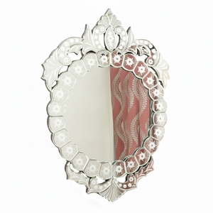 Marco decorativo redondo de cristal plateado para decoración del hogar, espejo veneciano de lujo hecho a mano, montado en la pared, SVM-12 - Product Image 1