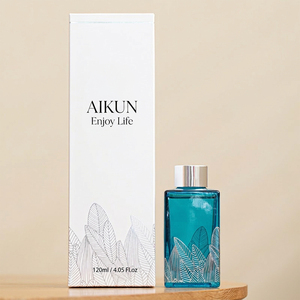 Aikun 3 Day Sample 7 Day Ship 120ml Square Glass Water Transfer White Leaf Box Long Lasting Any Scent <b>Reed</b> <b>Diffuser</b> Set <b>for</b> Shop - Product Image 1