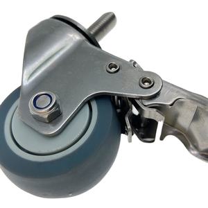 4 Zoll drehbare Doppelbremse und -verschluss TPR Thermoplast Edelstahl SUS 304 Rollen - Product Image 5