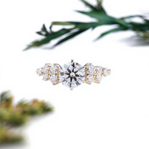 Round Cut Eternity <b>Ring</b> Full Bezel Setting Yellow Gold <b>Stacking</b> Wedding Band Modern Bridal Fine Jewelry <b>Ring</b> - Product Image 1