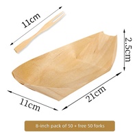 Petite assiette jetable en bois biodégradable pour servir les aliments, plateau de service, outils pour sushis, cuisine japonaise, snack de rue, takoyaki