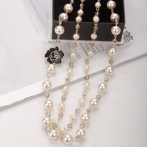 Moda Camelia colgante collar <span class=keywords><strong>de</strong></span> perlas señora boda blanco redondo <span class=keywords><strong>perla</strong></span> collar largo fiesta regalo lujo señoras regalo - Product Image 2