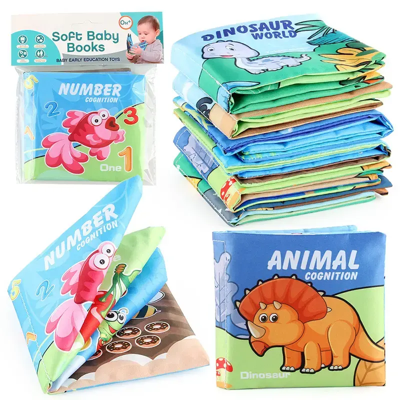 IN STOCK Wholesale Hot Sale Early Education Toys Washable Baby Bath Books Nontoxic animal Fabric Soft Baby Cloth Books
