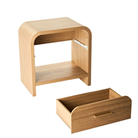 Ensemble de 2 tables de chevet modernes en bois, armoires de chevet à coins arrondis, table de rangement à 2 tiroirs, chambre à coucher, salon