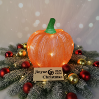 Ornement de citrouille d'Halloween 3D, figurine en acrylique orange lumineuse à LED, pailletée, étanche IP44, commande manuelle, jardin, cour, automne