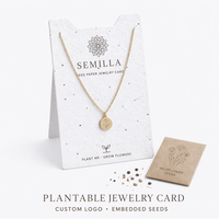 Carte de présentation de bijoux personnalisable en papier grainé avec graines, impression de logo sur mesure, vente en gros
